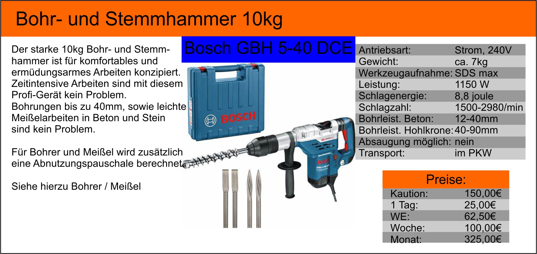 Bohr und Stemmhammer mieten in Hemer