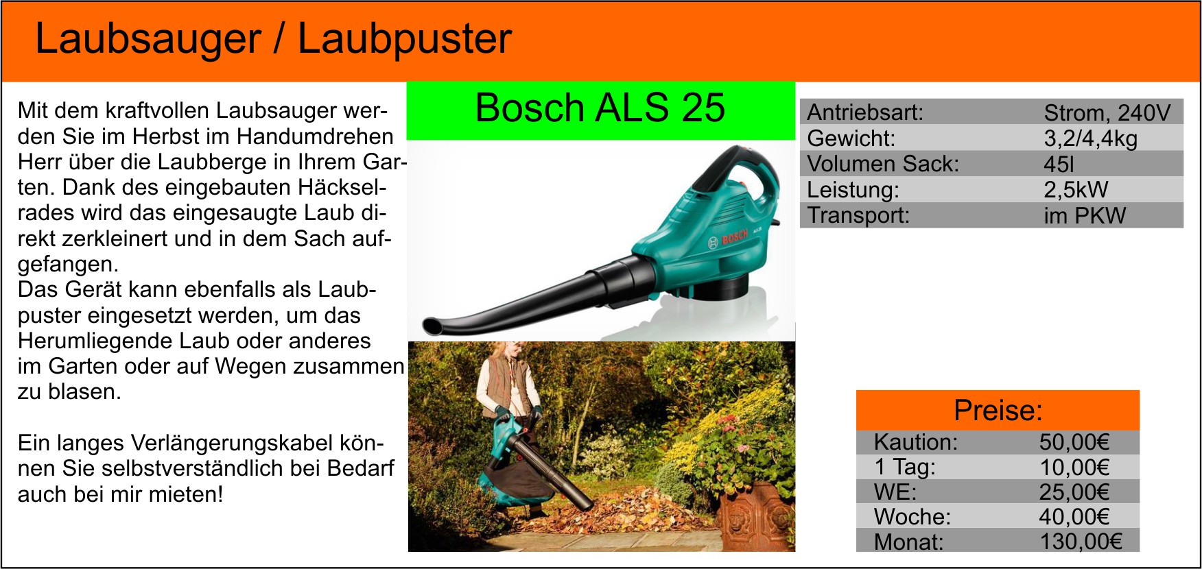 Laubsauger, Laubgebläse mieten in Hemer